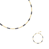Noir Set Black Beaded Gold-Tone Necklace & Bracelet